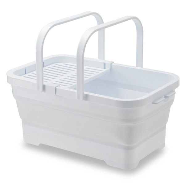 おりたためるバスケット15L ちょい置きトレー付 ホワイト